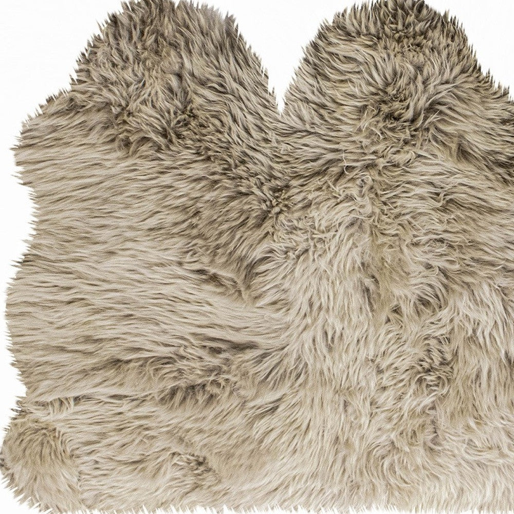 3' X 5' Taupe Natural Sheepskin Area Rug