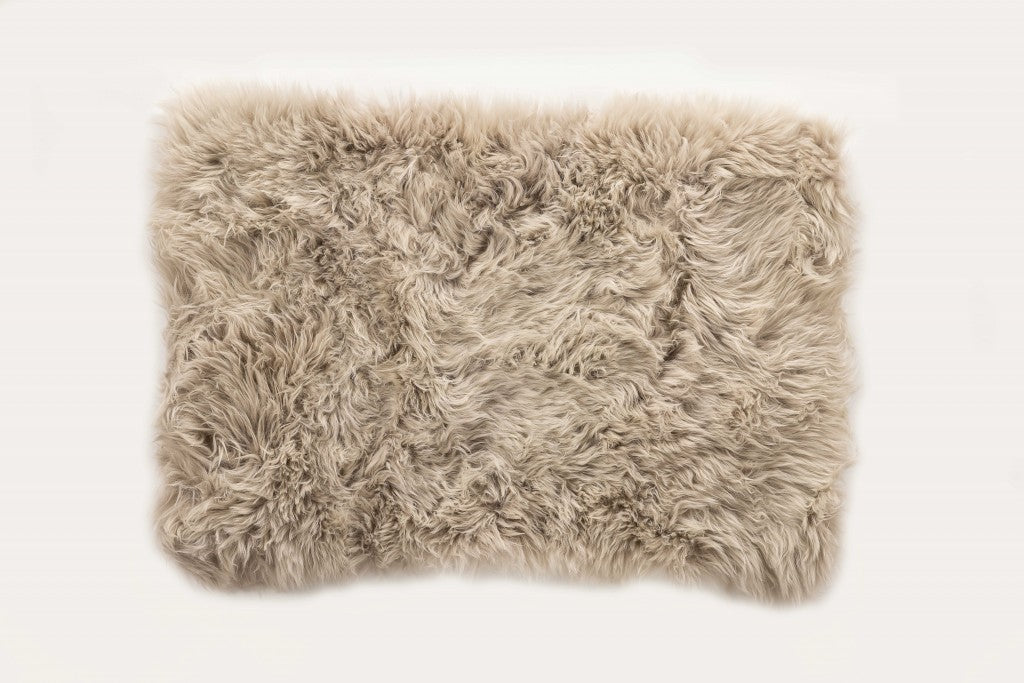 2' x 3' Taupe Sheepskin Area Rug