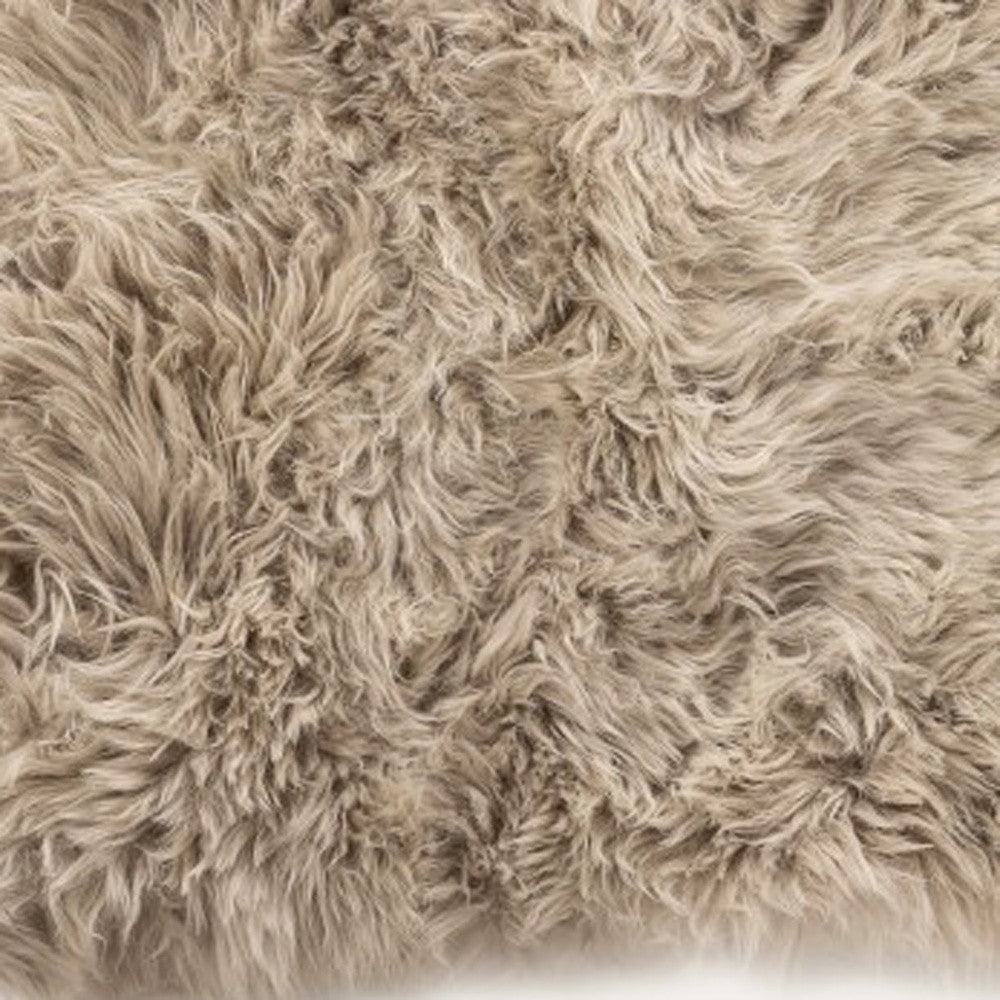 2' x 3' Taupe Sheepskin Area Rug