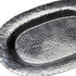 13" Silver Oval Stainless Steel Hammered Serving Tray