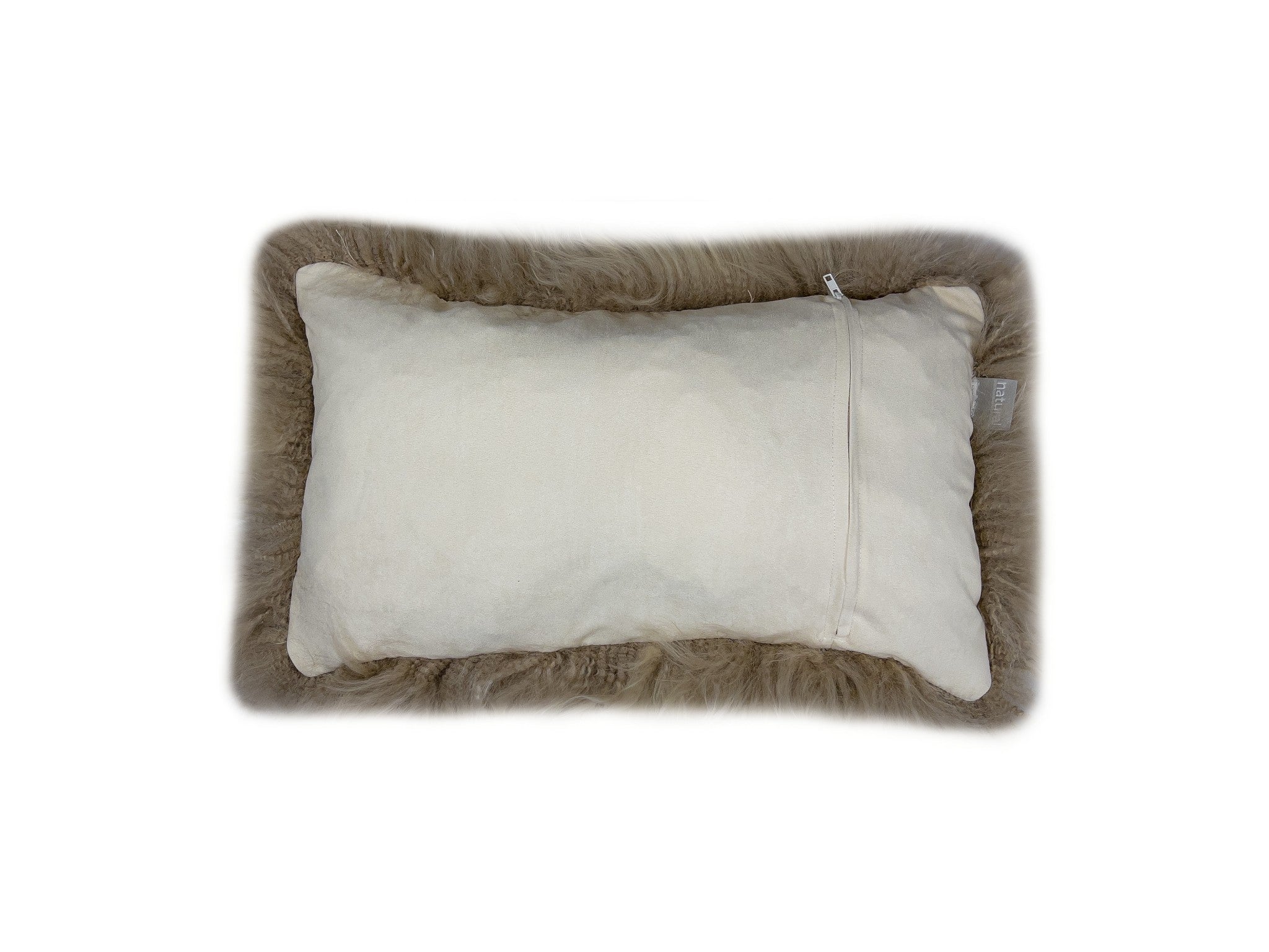 Taupe Natural Sheepskin Lumbar Pillow