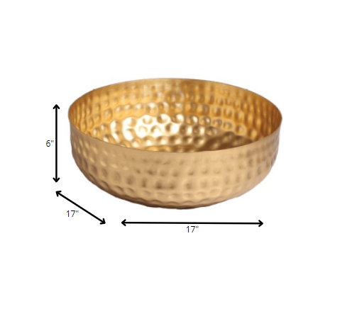 Gold Colored Round Hammered Bowl