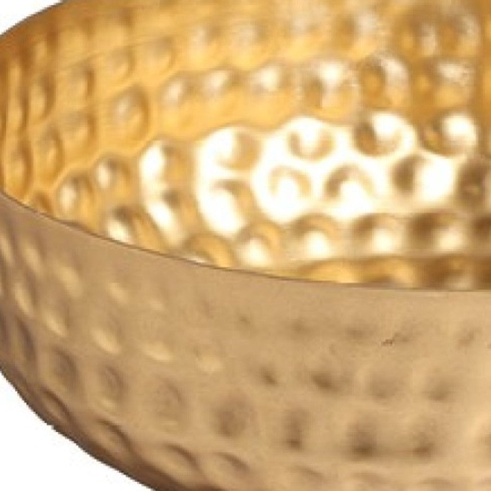 Gold Colored Round Hammered Bowl