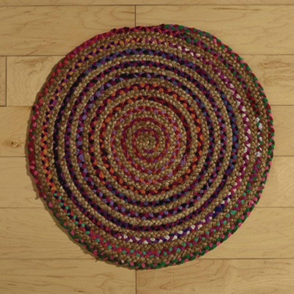 2' X 3'  Rainbow Colors Jute Rag Braided Scatter Rug