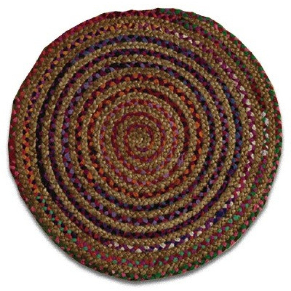 2' X 3'  Rainbow Colors Jute Rag Braided Scatter Rug