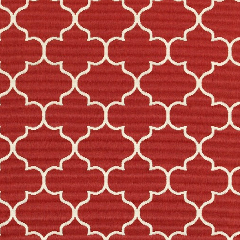 4' x 6' Red and Ivory Indoor Outdoor Area Rug