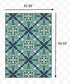 4' x 6' Blue and Green Indoor Outdoor Area Rug