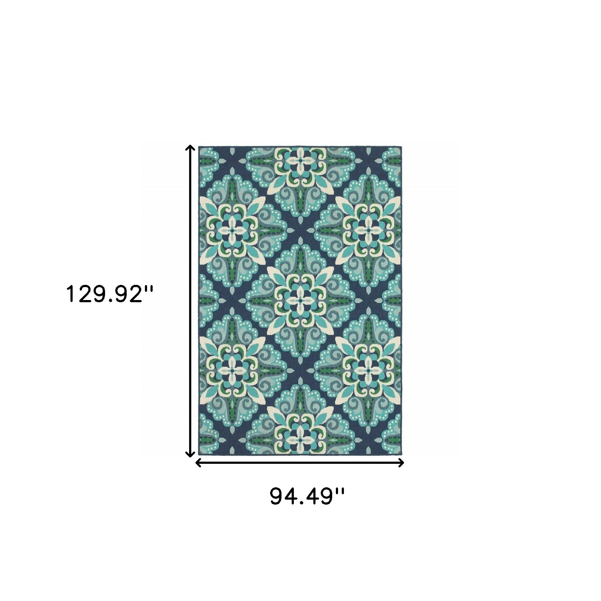 4' x 6' Blue and Green Indoor Outdoor Area Rug