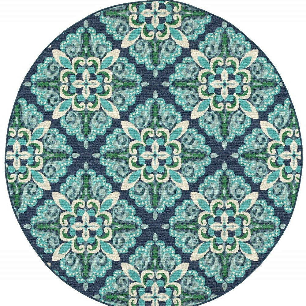 4' x 6' Blue and Green Indoor Outdoor Area Rug