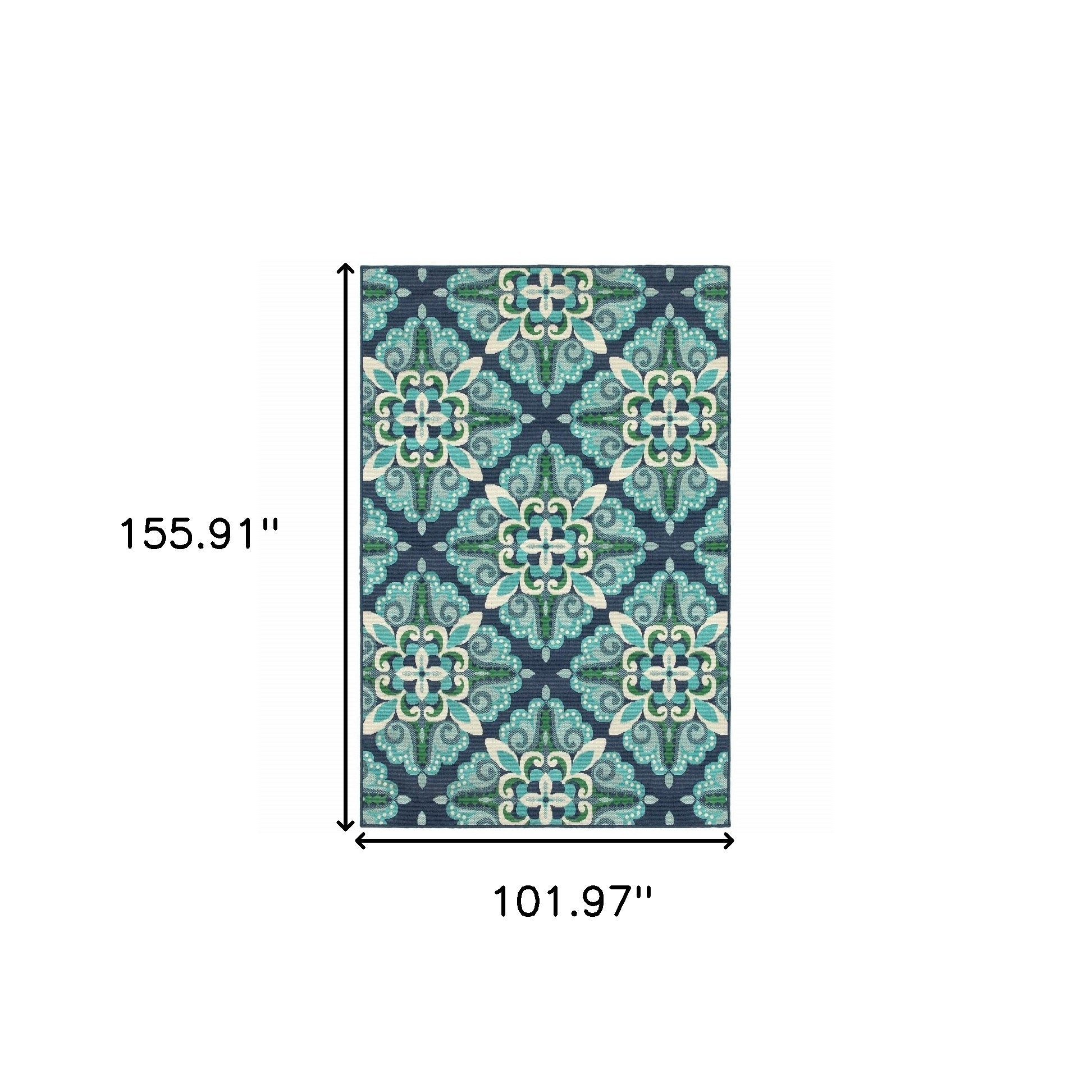 4' x 6' Blue and Green Indoor Outdoor Area Rug