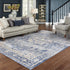 7’X10’ Ivory And Blue Oriental Area Rug