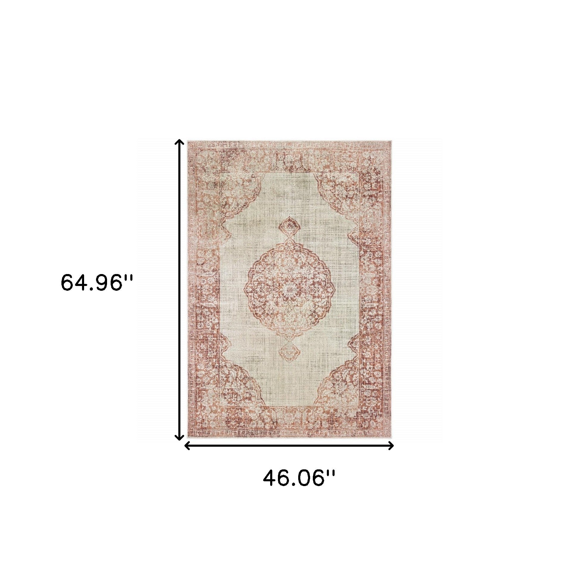 2’X8’ Ivory And Pink Medallion Runner Rug