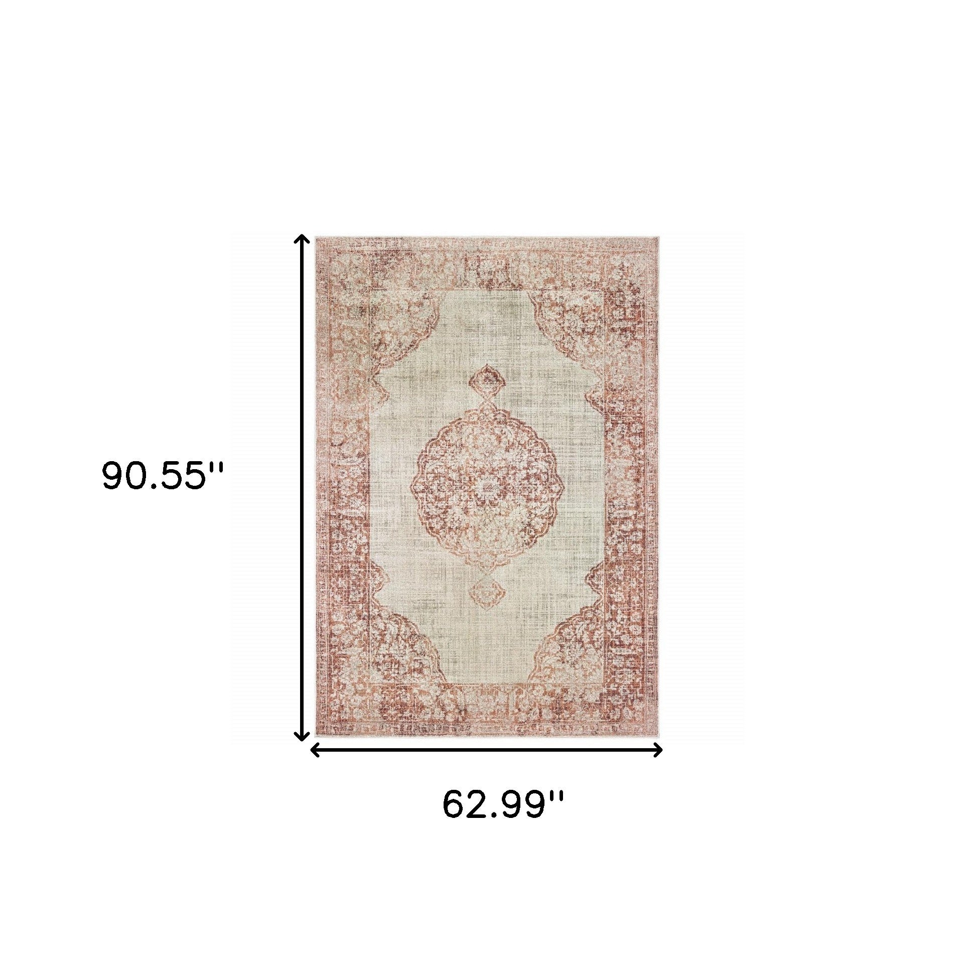 2’X8’ Ivory And Pink Medallion Runner Rug