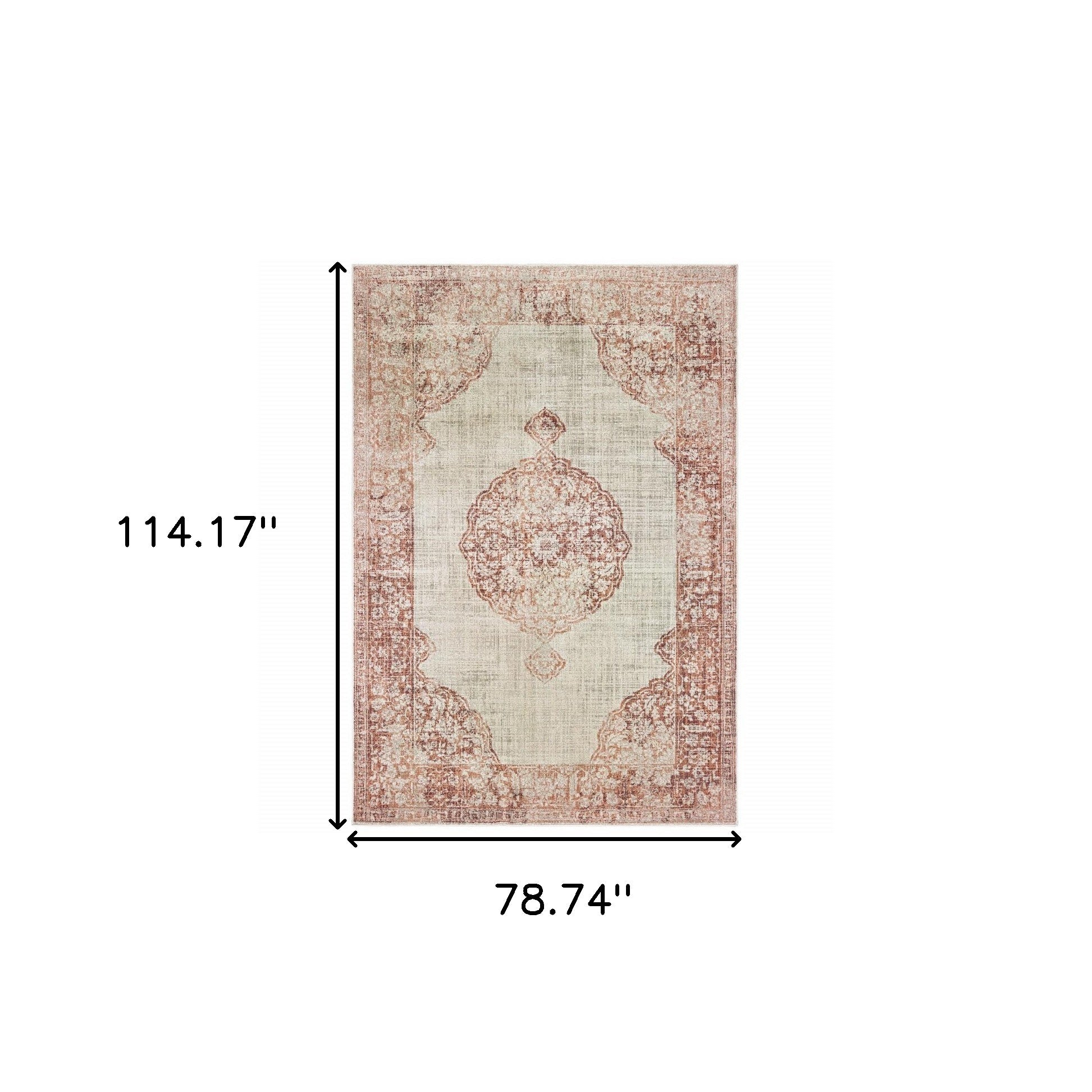 2’X8’ Ivory And Pink Medallion Runner Rug