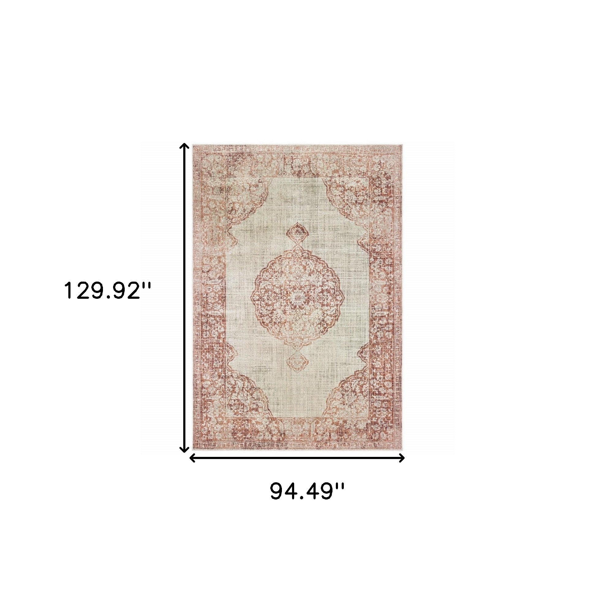 2’X8’ Ivory And Pink Medallion Runner Rug