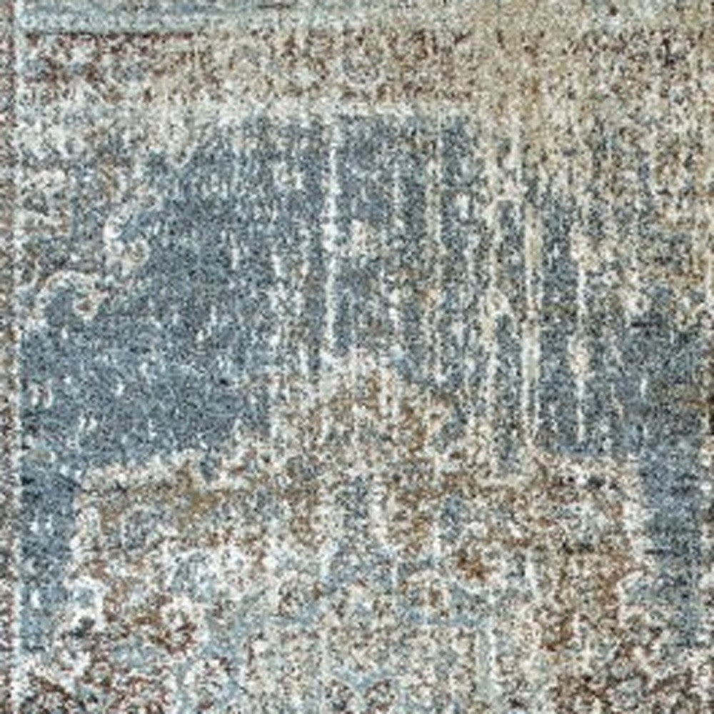 5’X8’ Blue And Ivory Medallion Area Rug