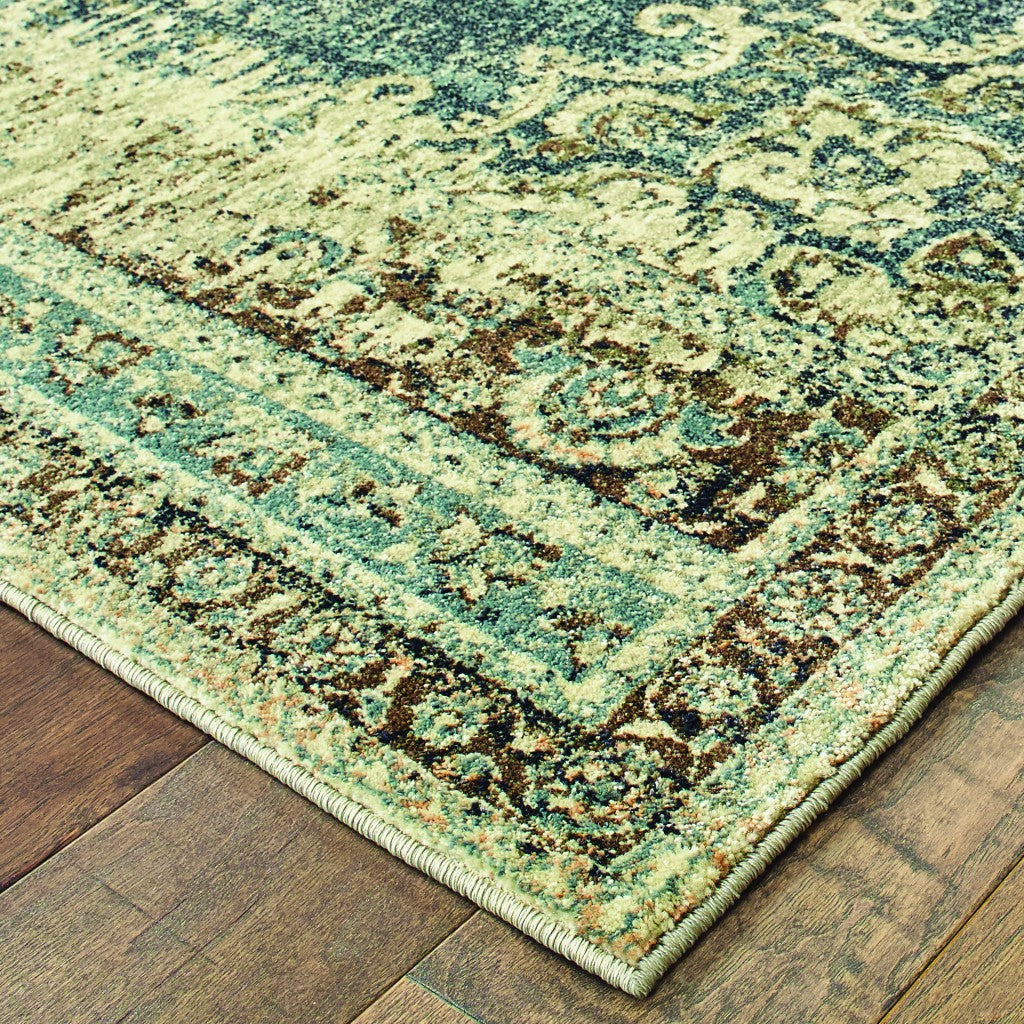 5’X8’ Blue And Ivory Medallion Area Rug