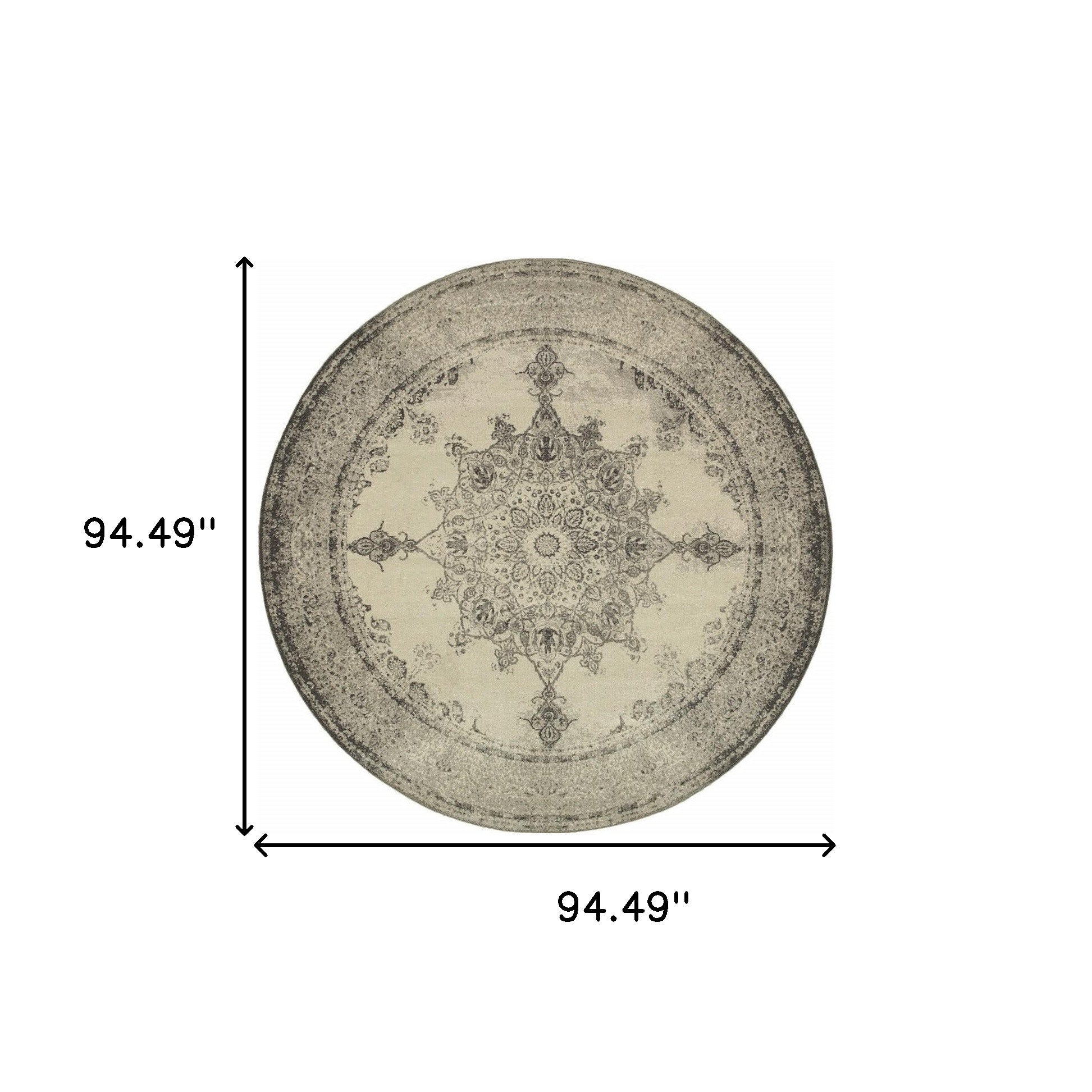 2’X8’ Ivory And Gray Pale Medallion Runner Rug