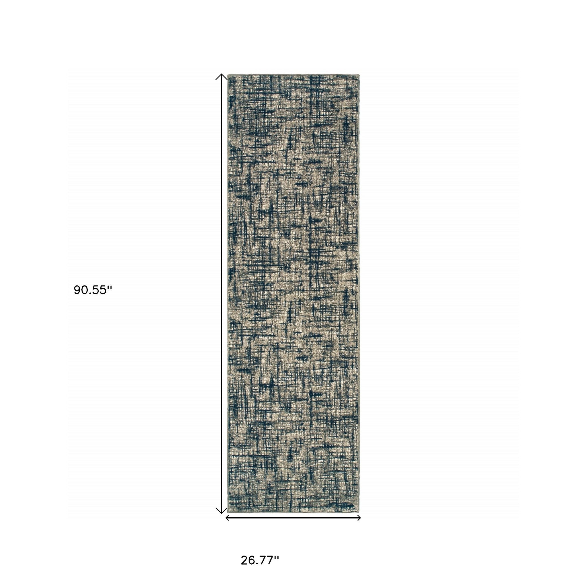 2’X8’ Gray And Navy Abstract Runner Rug