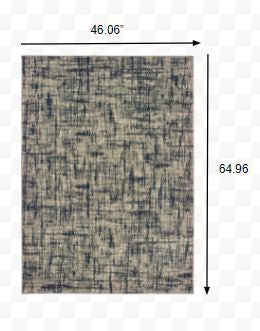 2’X8’ Gray And Navy Abstract Runner Rug