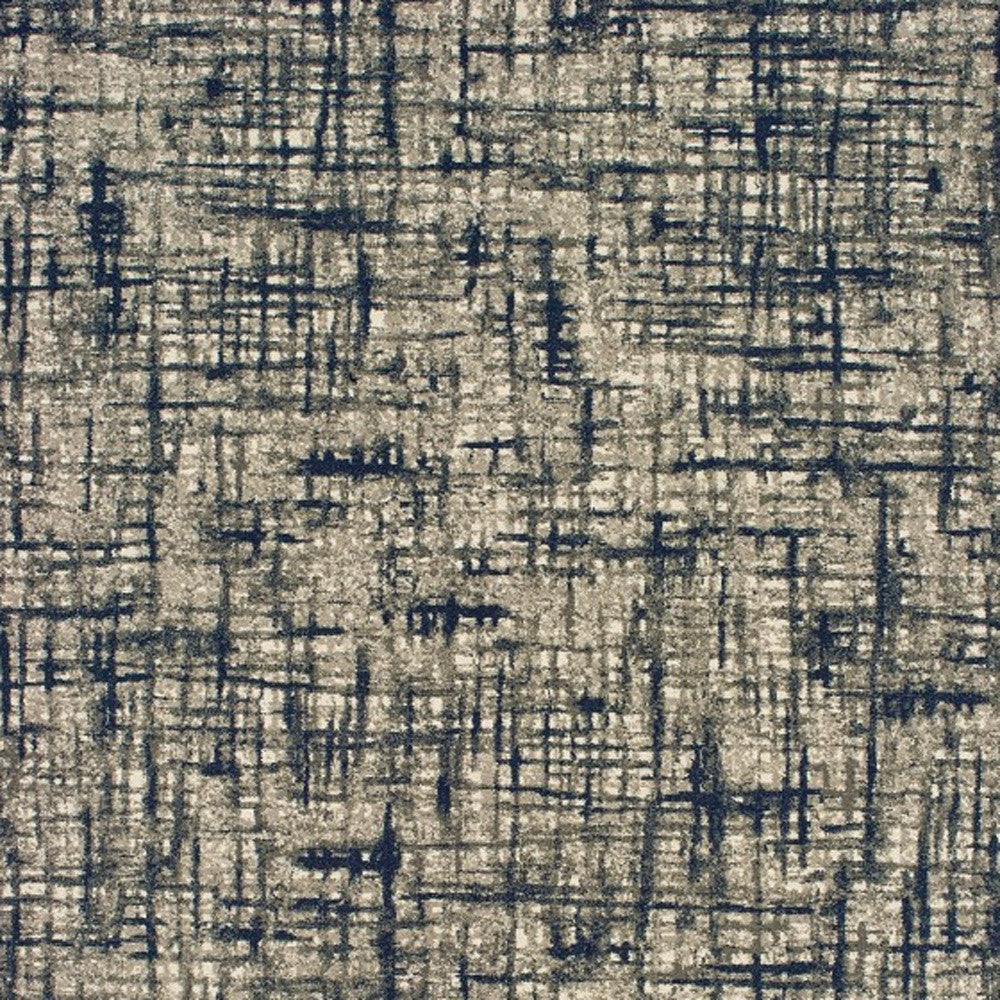 2’X8’ Gray And Navy Abstract Runner Rug