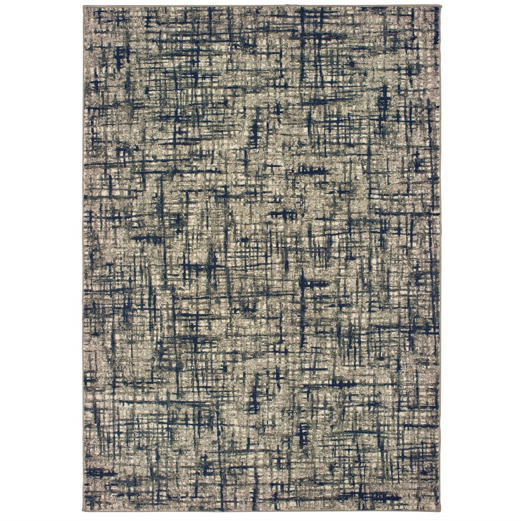 2’X8’ Gray And Navy Abstract Runner Rug