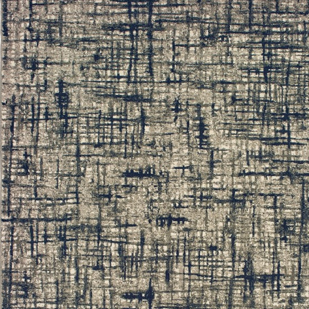 2’X8’ Gray And Navy Abstract Runner Rug