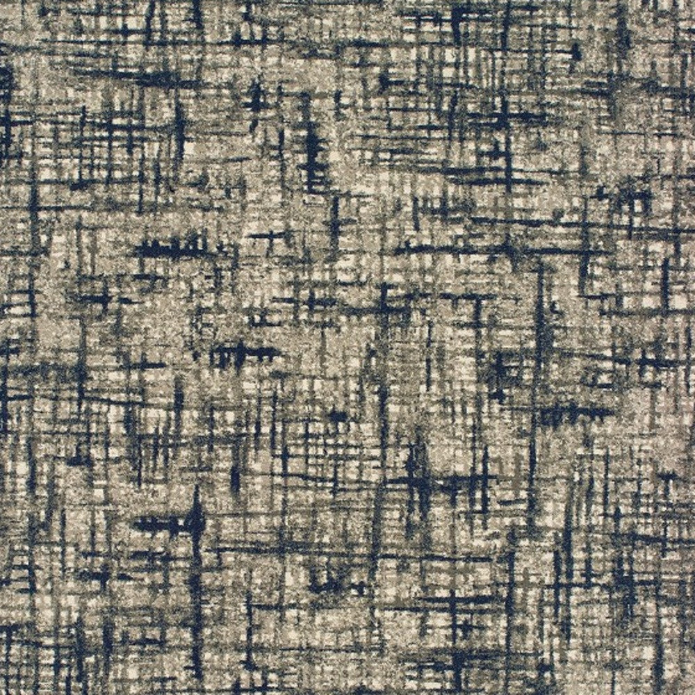 2’X8’ Gray And Navy Abstract Runner Rug