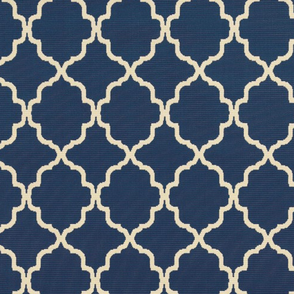 2' X 4' Blue and Ivory Indoor Outdoor Area Rug