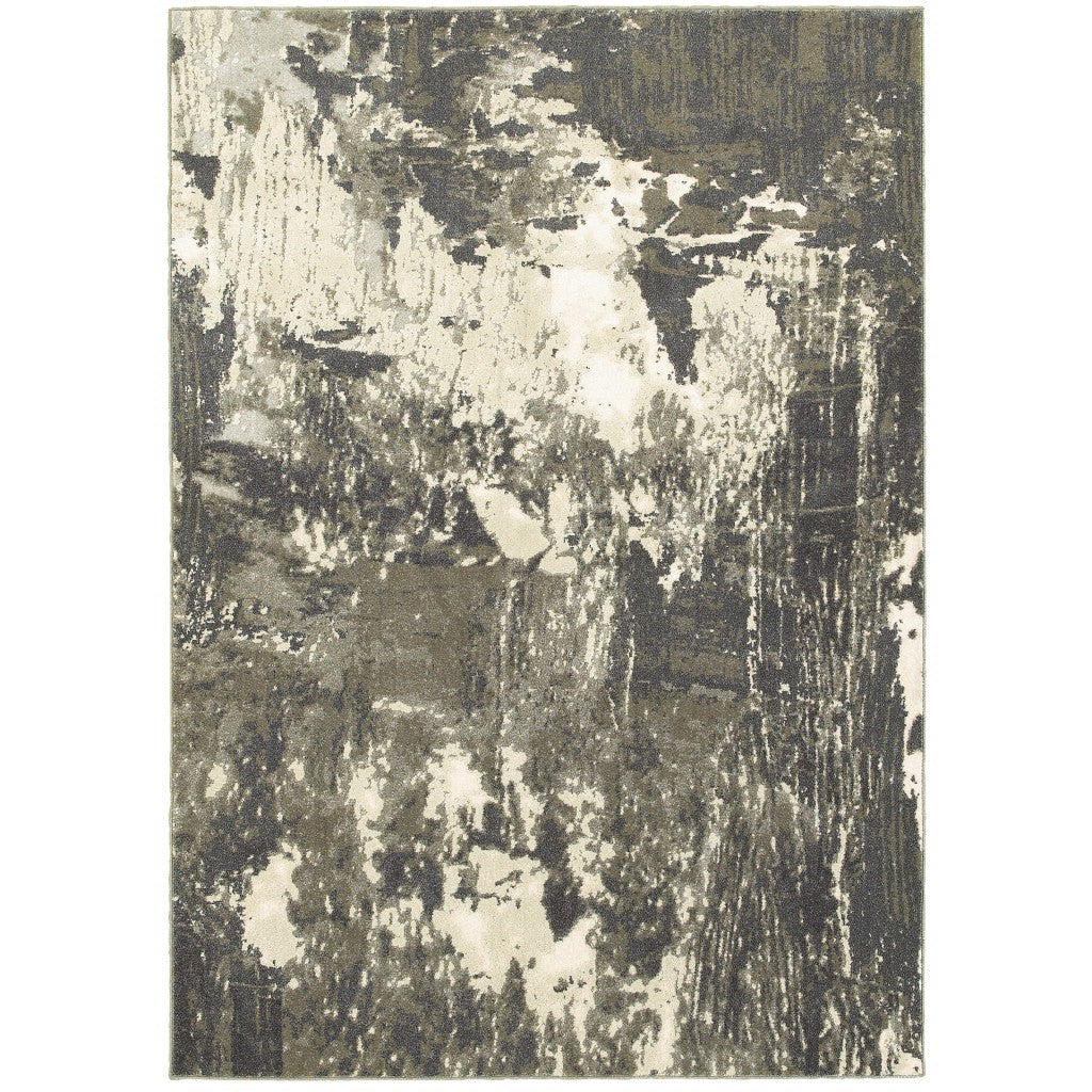 4’X6’ Gray And Ivory Abstract Area Rug