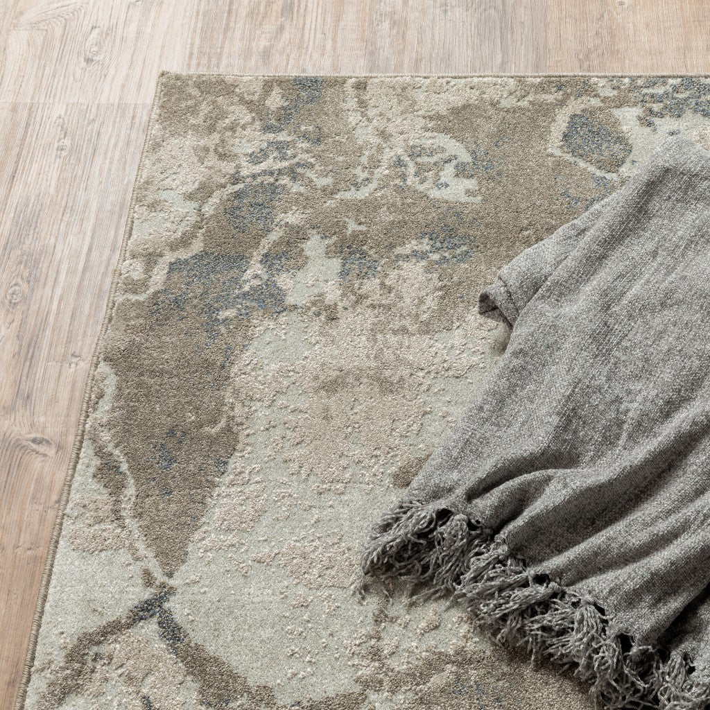 4’X6’ Gray And Ivory Abstract Spatter Area Rug