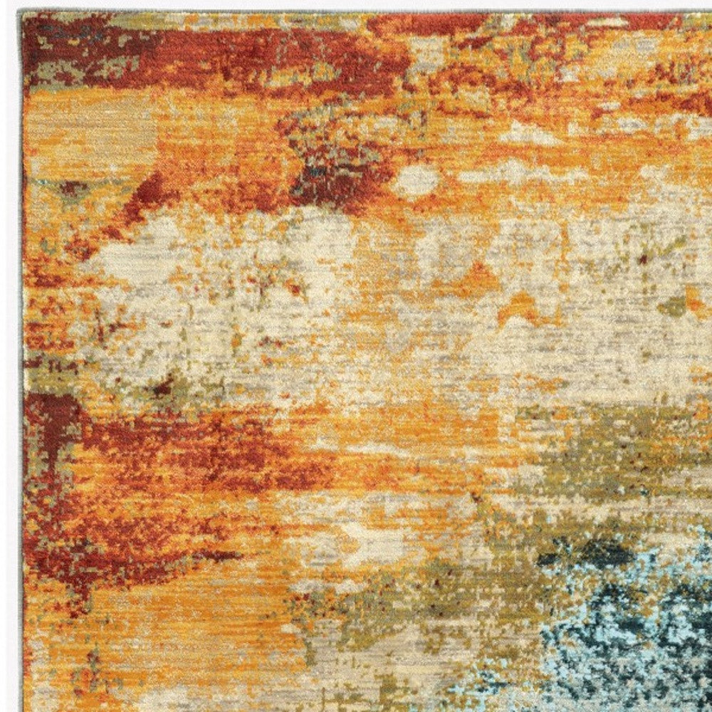 5’X8’ Blue And Red Distressed Area Rug