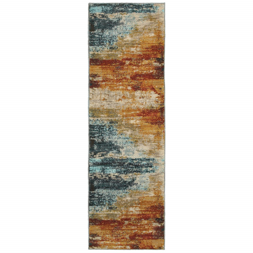 5’X8’ Blue And Red Distressed Area Rug