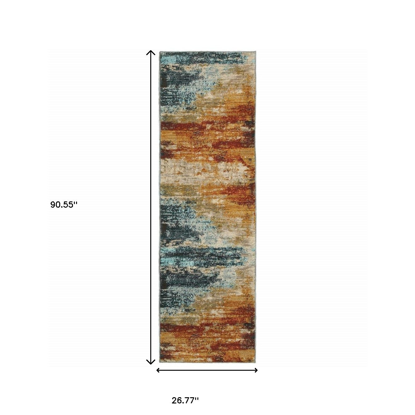 2’X3’ Blue And Red Distressed Scatter Rug