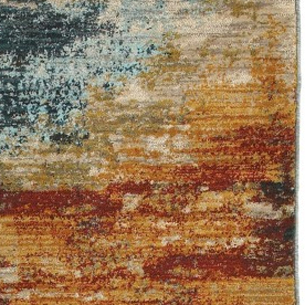 5’X8’ Blue And Red Distressed Area Rug