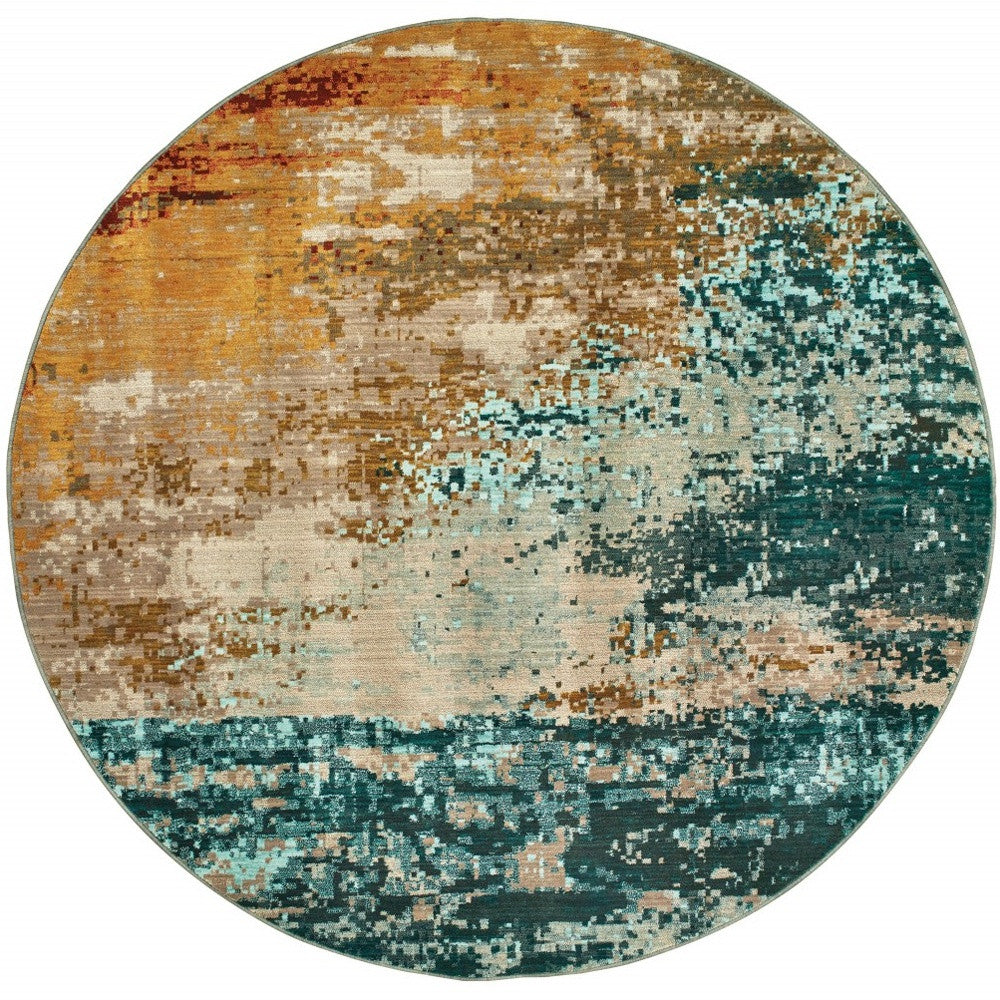 5’X8’ Blue And Red Distressed Area Rug