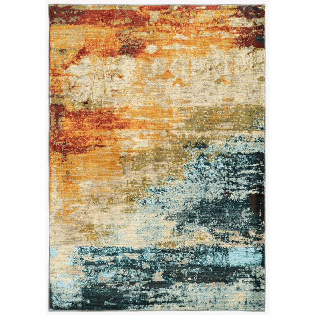 2’X3’ Blue And Red Distressed Scatter Rug