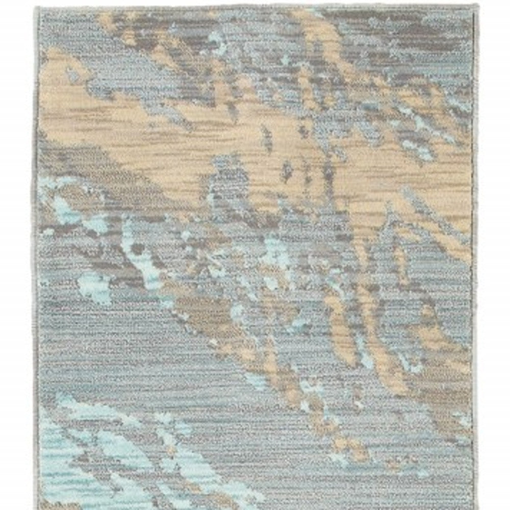 2’X3’ Blue And Gray Abstract Impasto Scatter Rug