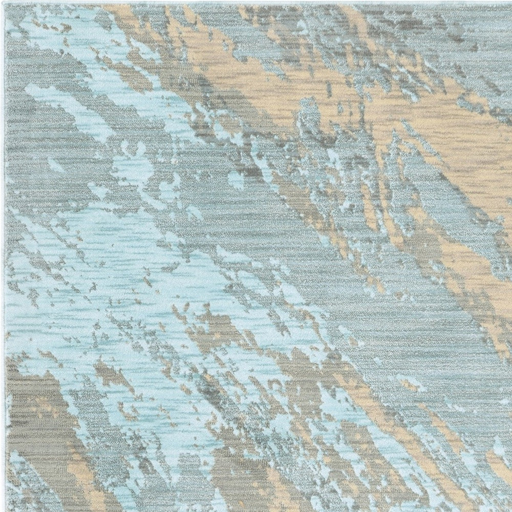 2’X3’ Blue And Gray Abstract Impasto Scatter Rug