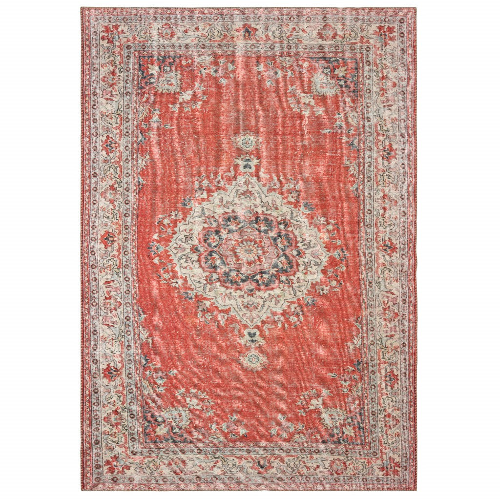 2’X3’ Red And Gray Oriental Scatter Rug