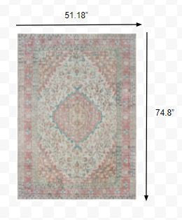 2’X3’ Ivory And Pink Oriental Scatter Rug