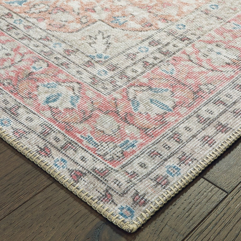 2’X3’ Ivory And Pink Oriental Scatter Rug