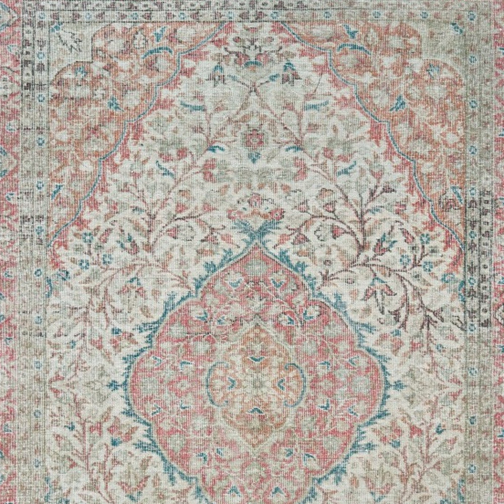 2’X3’ Ivory And Pink Oriental Scatter Rug