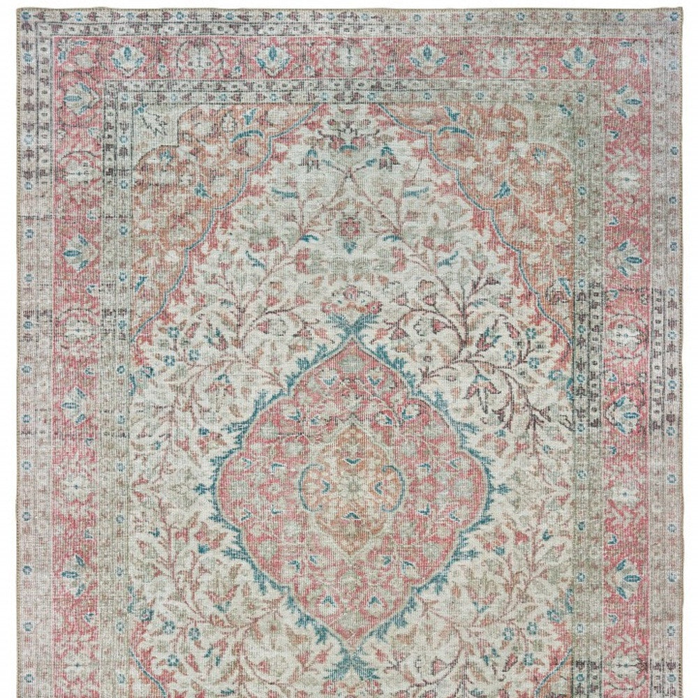 2’X3’ Ivory And Pink Oriental Scatter Rug