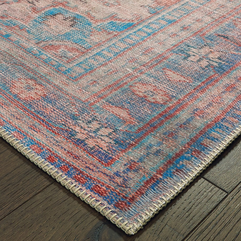 2’X3’ Red And Blue Oriental Scatter Rug