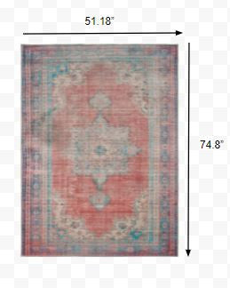 2’X3’ Red And Blue Oriental Scatter Rug