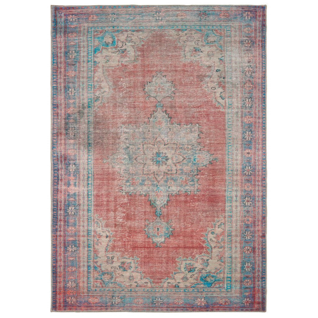 2’X3’ Red And Blue Oriental Scatter Rug