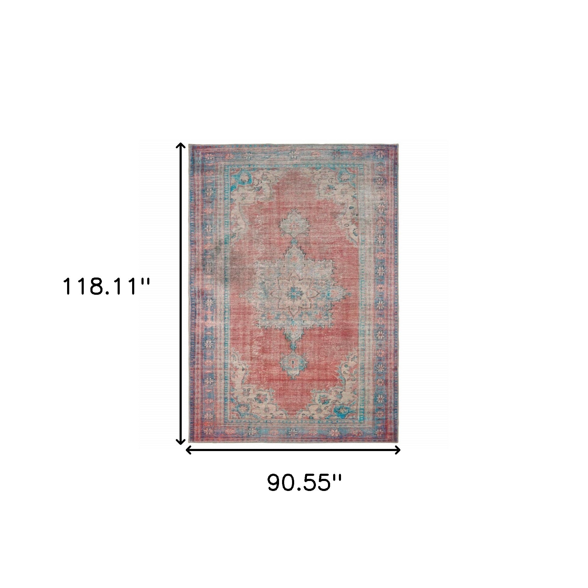 2’X3’ Red And Blue Oriental Scatter Rug