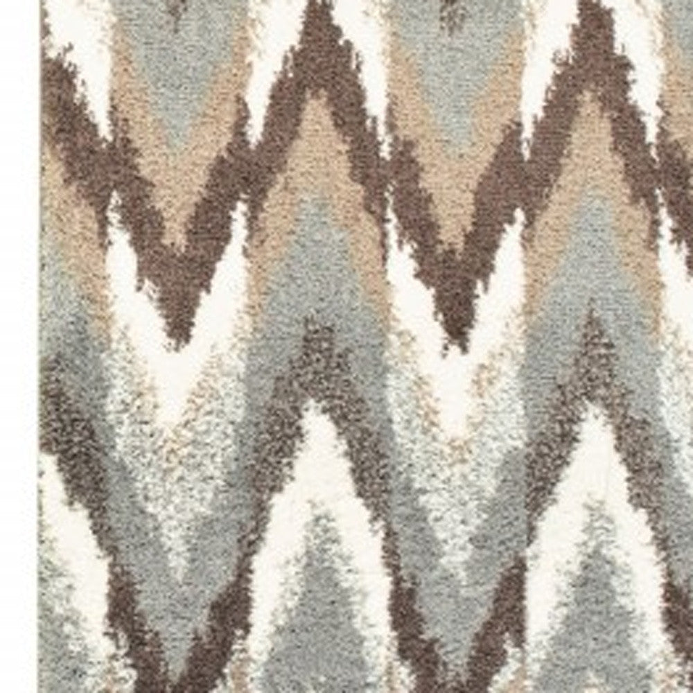 2’X8’ Gray And Taupe Ikat Pattern Runner Rug