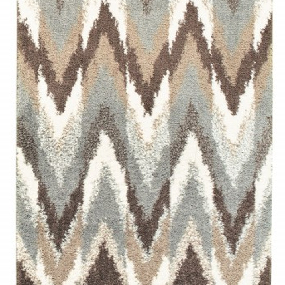 2’X8’ Gray And Taupe Ikat Pattern Runner Rug